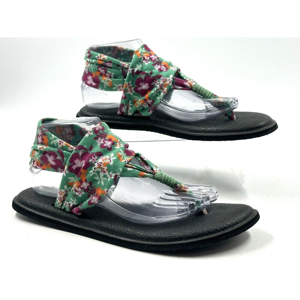 Sanuk Women's Size 10 Yoga Sling 2 Floral Flip Flop Thong Sandals Shoes 1015891